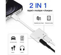 Lightning To 3.5mm Jack Adapter (Pack Of 2) For Iphone 14 13pro For Ipad Charger Audio Headphone Aux Splitter For Apple Earphone Dual Socket Connector Phone Cable Car Accessories