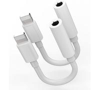 Lightning To 3.5mm Jack Adapter (Pack Of 2) For Iphone 14 Pro Max Headphone Connector Auxiliary Audio Cable Certified For Apple Mfi Splitter Car Mp3 For Ipad Air Earphone Extension Accessories