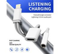 Lightning To Aux Audio Jack Adapter For Iphone 3.5mm 2 In 1 Splitter And Jack For Apple Car Headphone Charging Cable For Ipad Headphone Jack 2 Pack