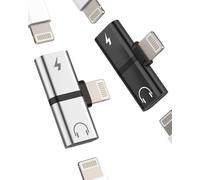 Lightning To Headphone Adapter 2 In 1 For Iphone14 13 Pro Max Audio Charger Connector For Apple Headphone Microphone Aux Cable Accessories Double Lighting Jack For Ipad Car Connectors