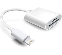 Lightning to SD TF Card Reader Adapter, Apple MFi Certified 2 in 1 Micro SD TF Memory Card Dual Slot for iPhone 14 13 12 11 X XS XR 8 7 Plus, iPad, Plug and Play