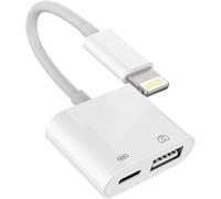 Lightning to USB Adapter (2 in 1) for iPhone OTG Camera Adapter Flash Card Reader Drive Mouse Keyboard Memory Stick Cord for Apple 11 12 13 14 Pro Max for iPad Cable
