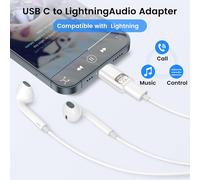 Lightning To Usb-C Audio Adapter,45w Pd Fast Charge,480mbps Transfer Rate,Usb-C To Lightning Headphone Adapter For Iphone 16/15 Pro Max Plus,Ipad Air/Pro,Macbook,2 Pack/Black
