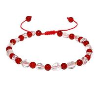 Lightock Bracelet de cheville réglable en perles de quartz transparent fait à la main avec cristaux et pierres pour femme, Large, Pierre, Agate