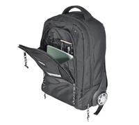LIGHTPAK 46151 Master Sac à Dos à roulettes pour Ordinateur Portable avec poignée télescopique escamotable, Compartiment pour Ordinateur Portable et Organiseur + étiquette de Bagage en Aluminium avec