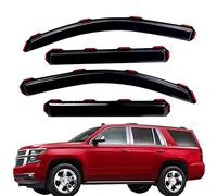 Lightronic Extra Durable Clip-on in-Channel Auto Vent Window Visor, Fits 2015-2020 Chevrolet Tahoe, GMC Yukon, Cadillac Escalade, UV Protection Rain Guard, Original Wind Deflector, Dark Smoke, 4-Pcs