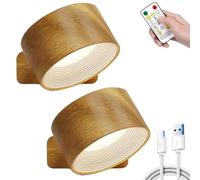 Lights of Sweden Lot de 2 appliques murales, télécommande tactile rechargeable, intensité variable, rotation magnétique à 360°, 3 niveaux de couleur et de luminosité, lumière double face, sans fil