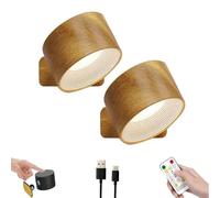 Lights of Sweden Wall Lamps, Wireless Charging with Remote Control, 360° Rotating Magnetic Base and Punch-Free Base, 3 Color Temperatures and Adjustable Brightness for Bedroom, Hallway (2Pcs-M)
