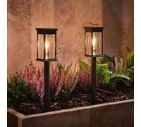 Lights4fun 2 lampes solaires Cragside sur piquet avec deux piles AAA rechargeables