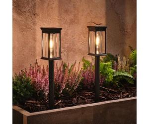 Lights4fun 2 lampes solaires Cragside sur piquet avec deux piles AAA rechargeables