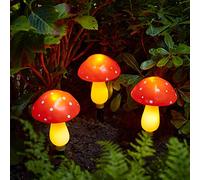 Lights4fun 3 LED Guirlande Lumineuse de Sol Solaire Amanites Tue-Mouche Lampes Décoration pour l'Extérieur Lampes Blanc Chaud Résistant aux Intempéries pour Le Jardin et Balcon