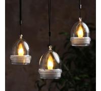 Lights4fun 3 mini lanternes solaires suspendues en forme de flamme