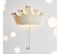 Lights4fun Applique Couronne Or Satiné pour Enfant avec 13 LED Blanc Chaud à Piles