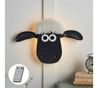 Lights4fun Applique Murale LED Shaun le Mouton™ Veilleuse pour Chambre d'Enfant Décoration Murale avec Télécommande