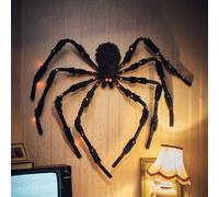 Lights4fun Araignée Lumineuse XL de 1,5 m avec 50 LED à Piles avec Minuterie Décoration d'halloween Effrayante Décoration Suspendue pour Jardin Extérieur Intérieur