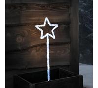 Lights4fun Balise Étoile Lumineuse en Acrylique de 43 cm avec 12 LED Blanc à Piles avec Minuterie Décoration de Noël pour Extérieur