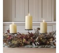 Lights4Fun Bougeoirs pour Trois Bougies - Automne-Hiver avec Base en Branches Naturelles et Trois Plateformes Métalliques - Centre de Table Décoratif Halloween - Élégance Saisonnière - 70 cm