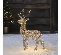 Lights4fun Cerf de Noël Lumineux Studley de 56 cm à 160 LED Blanc Chaud avec Minuterie Décoration de Noël pour Intérieur et Extérieur