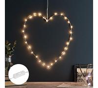 Lights4fun Coeur Lumineux Or-Rosé à 30 LED Blanc Chaud avec Crochet pour Intérieur