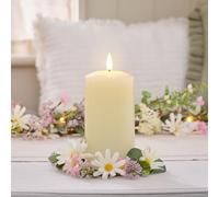 Lights4fun Couronne de marguerites avec fleurs artificielles pastel | Décoration de Pâques printemps pour table et salon | Diamètre 8 cm