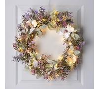 Grande Couronne de Fleurs Printanières Pré-éclairée de 60 cm