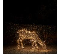 Lights4fun Déco Biche de Noël en Rotin Brun 1 m avec 350 LED Statique Couleur Changeante pour Extérieur - Décoration et Figurine