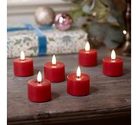 Lights4fun Déco de Noël Lot de 6 Bougies Votives TruGlow® en Cire Rouge à LED Blanc Chaud à Piles pour Intérieur