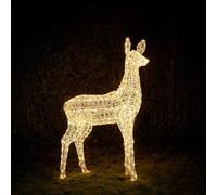 Lights4fun Déco Grand Biche Renne de Noël Lumineux en Acrylique de 1,4 m de Hauteur avec 300 LED Bicolore pour Extérieur