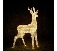 Lights4fun Déco Grand Cerf Renne de Noël Lumineux en Acrylique de 1,6 m de Hauteur avec 350 LED Bicolore pour Extérieur