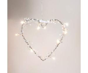 Lights4fun Décoration Couronne Cœur Lumineux à 10 LED Blanc Chaud à Piles