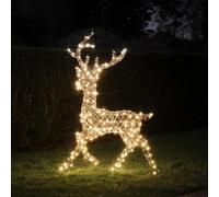 Lights4fun Décoration de Noël LED solaire - Renne - Cerf - Décoration de Noël pour l'extérieur - Fonctionne à l'énergie solaire et plug-in
