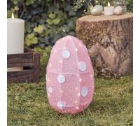 Lights4fun Décoration Œuf de Pâques Lumineux avec 54 LED Blanc Chaud à Piles pour Intérieur et Extérieur