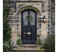 Lights4fun Ensemble de Décorations de Noël Pré-Éclairées pour Porche Sapins Artificiels Couronne et Guirlande de Noël à Piles avec Minuterie Décoration Extérieure