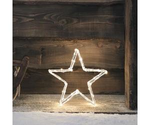Lights4fun Étoile Lumineuse Autoportante de 30 cm en Acrylique à Piles avec Minuterie Déco de Noël pour Intérieur et Extérieur