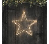 Lights4fun Étoile Lumineuse de 60 cm en Acrylique à Suspendre avec 125 Micro LED Blanc Chaud à Piles avec Minuterie Décoration de Noël pour Intérieur et Extérieur
