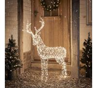 Lights4fun Grand Renne de Noël Lumineux Duchy de 1,2 m à 600 LED Bicolores avec Minuterie Décoration de Noël pour Intérieur et Extérieur
