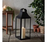 Lights4fun Grande Lanterne Déco Noir de 59cm avec Bougie LED TruGlow® à Piles pour Extérieur