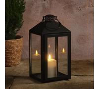 Lights4fun Grande lanterne solaire en métal noir avec poignée noire | avec bougie LED pour extérieur résistant aux intempéries | jardin, balcon, terrasse | lampe solaire de jardin | hauteur 41 cm