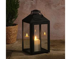 Lights4fun Grande lanterne solaire en métal noir avec poignée noire | avec bougie LED pour extérieur résistant aux intempéries | jardin, balcon, terrasse | lampe solaire de jardin | hauteur 41 cm
