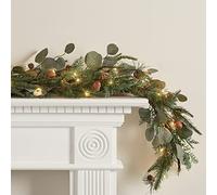 Lights4fun Guirlande de Noël 1,5 m Gland et pommes de pin éclairées avec minuteur Décoration de table Guirlande d'automne