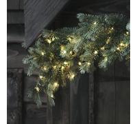 Lights4fun Guirlande de Noël Pré-Éclairée de 1,5 m en Sapin à 180 LED Bicolores à Piles avec Minuterie Décoration Lumineuse de Noël pour Intérieur et Extérieur