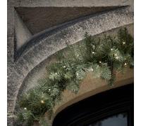 Lights4fun Guirlande de Noël Pré-Éclairée de 1,5 m en Sapin avec 30 LED Blanc Chaud à Piles avec Minuterie Décoration Lumineuse de Noël pour Intérieur et Extérieur