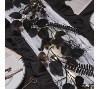 Lights4Fun Guirlande d'halloween éclairée en Noir et Charbon - avec 20 LED Blanc Chaud, à Piles et avec minuterie - décoration Gothique d'automne pour cheminée, Table et intérieur - 1,8 m de Longueur