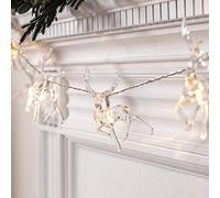 Lights4fun Guirlande Lumineuse 10 Rennes de Noël Blanc Chaud à Piles