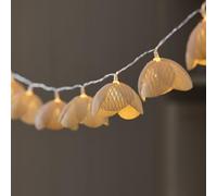 Lights4fun Guirlande lumineuse, 15 fleurs LED avec surface structurée, à piles, avec minuterie de 6 h, décoration printemps et été, pour l'intérieur et l'extérieur, longueur : 140 cm