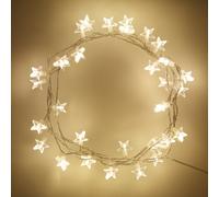 Lights4fun Guirlande Lumineuse 30 Étoiles LED Blanc Chaud sur Câble Transparent