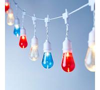 Lights4fun Guirlande lumineuse à 15 LED - Bleu/blanc/rouge - Pour décoration de jardin - Alimentation électrique