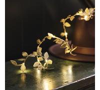 Lights4fun Guirlande Lumineuse à Feuilles Dorées avec 20 Micro LED Blanc Chaud à Piles avec Minuteur Décoration d'Automne pour Intérieur