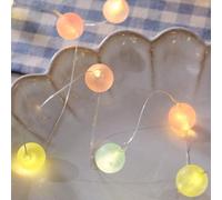 Lights4fun Guirlande Lumineuse avec Micro LED Blanc Chaud et 20 Boules Pastel à Piles avec Minuterie Décoration pour l’Intérieur