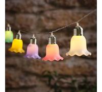 Lights4fun Guirlande lumineuse colorée, avec 10 fleurs, à énergie solaire, lumière continue et mode clignotant, décoration d'été, printemps, résistante aux intempéries, pour balcon, terrasse et jardin